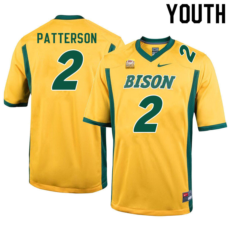 Youth #2 Quincy Patterson North Dakota State Bison College Football Jerseys Sale-Yellow - Click Image to Close